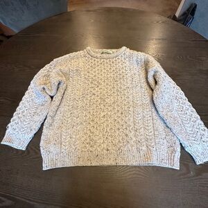 Aran Crafts Cream Cable Knit 100% merino wool Sweater